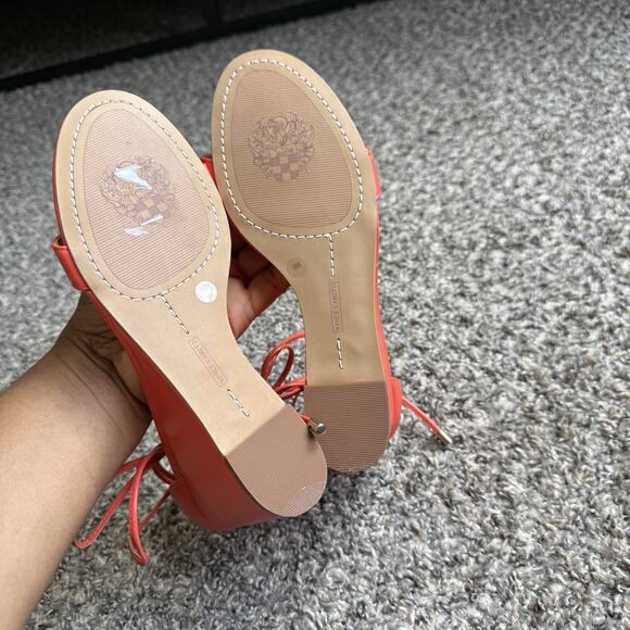 Vince Camuto Stassia Lace Up Wedge Sandals Heel 8 M Coral Orange Spring Summer - Picture 6 of 7